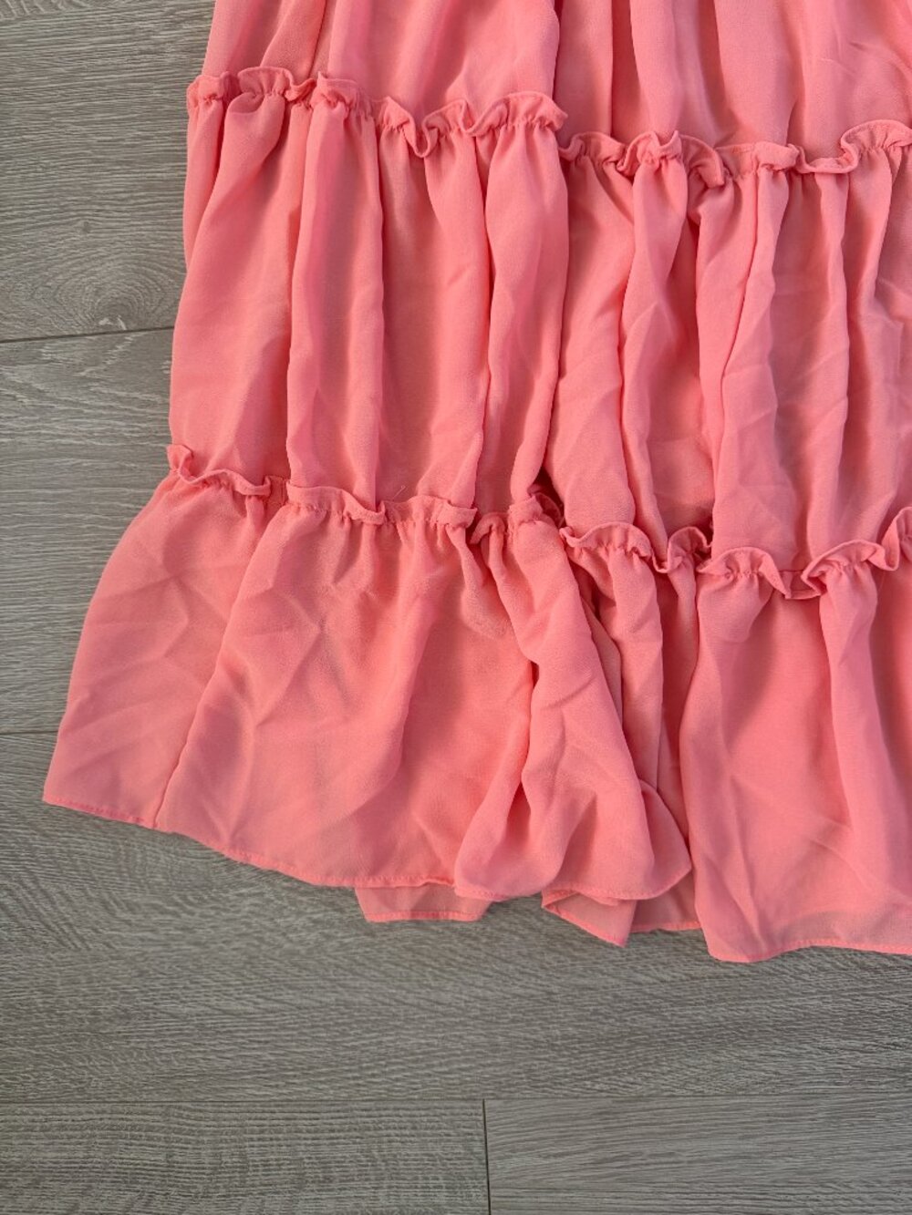 MISA Los Angeles Coral Pink Off Shoulder Tiered Ruffle Maxi Dress XS - Picture 4 of 9